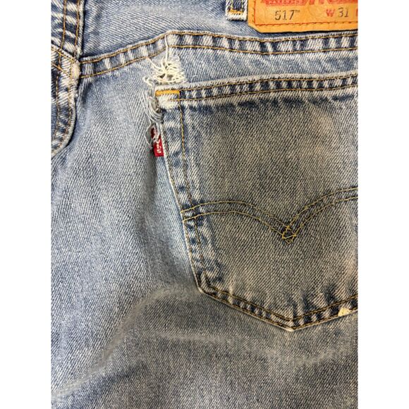 Levi's 517 Jeans 31x34 Medium Wash Thrashed Distressed Grunge Y2K Vintage Denim* - Picture 5 of 10